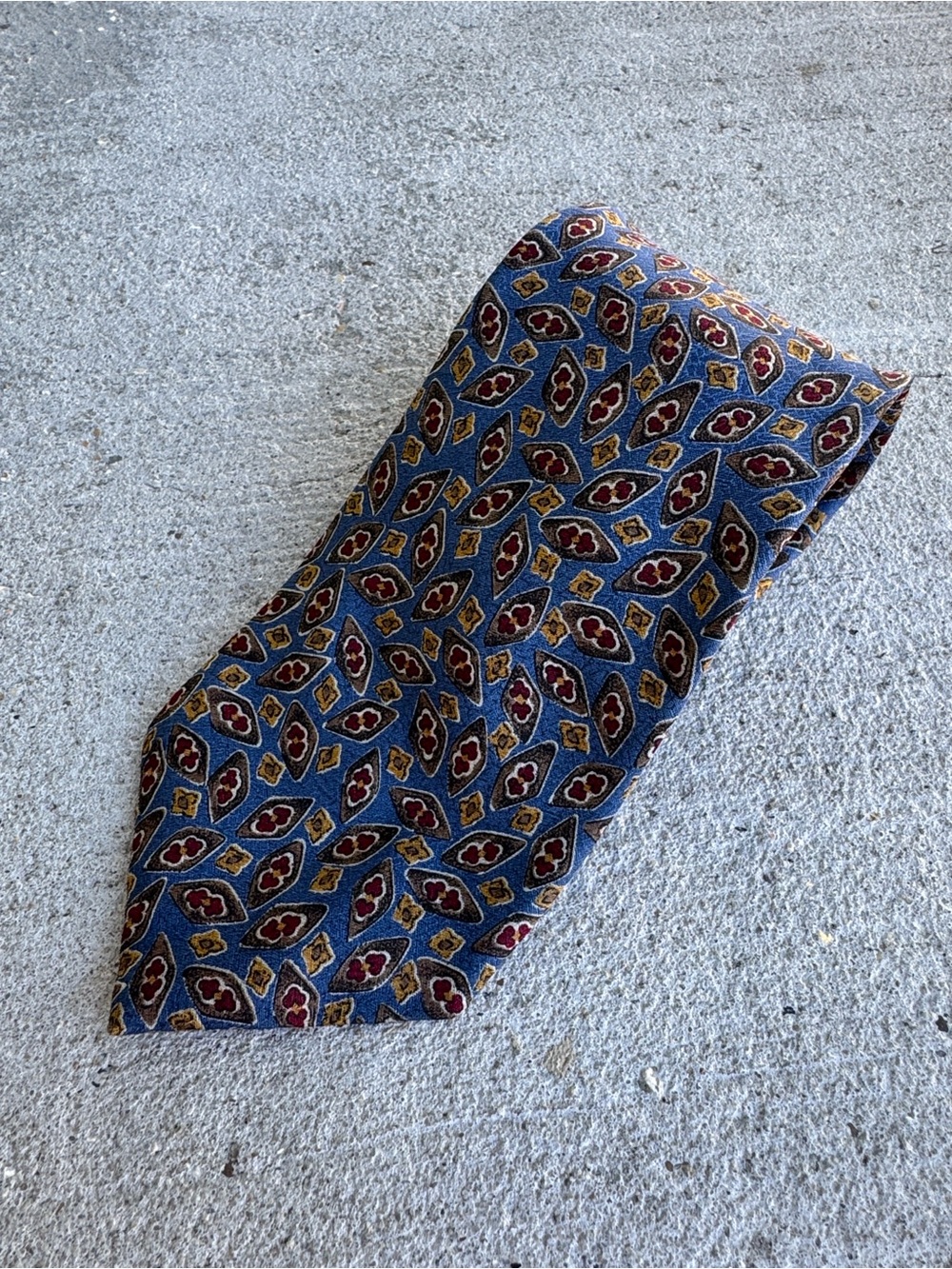 VTG 90’s Dior Blue Tie with Red and Gold Motif - Made In USA